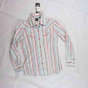Cruel Girl Youth Girl's Long Sleeve Pearl Snap Striped Western Shirt
